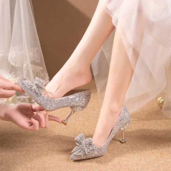 Women's Rhinestone Wedding Shoes Year Shoes Luxury Buckle Decorative Banquet Women's Shoes High Heels Gold Silver Red  Heels - AliExpress 322 - Image 6