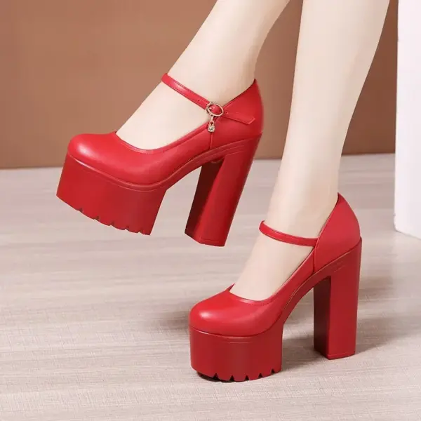 15cm Small Size 32-43 Fashion Red Silver White Wedding Shoes Women Pumps 2025 Fall Block High Heels Shoes Platform Model Partry - AliExpress 322 - Image 2