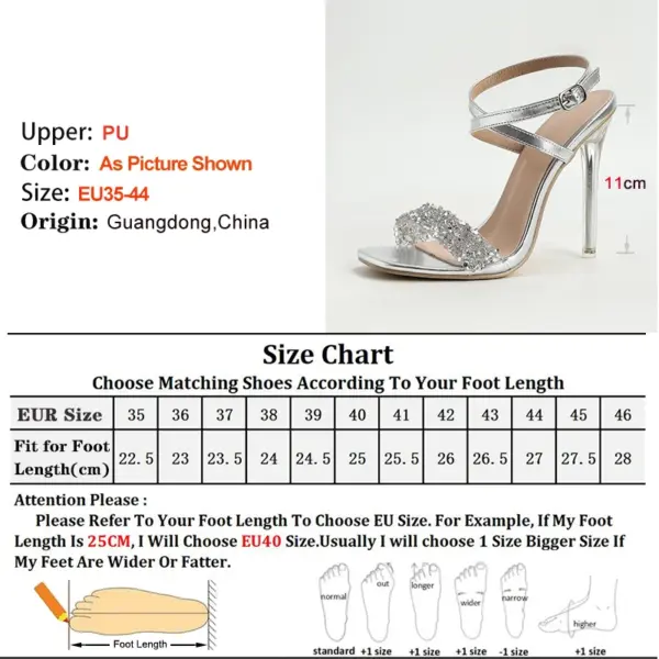 2025 Europe And America Super High Heels Women's Sandals Transparent Thin Heel Square Head Rhinestone Cross Tied Silver Sandals - AliExpress 322 - Image 5
