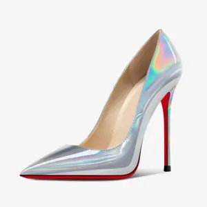 2025 new laser silver 12cm sexy shallow mouth super high heels for women, thin heels, red pointed professional single shoes - AliExpress 322