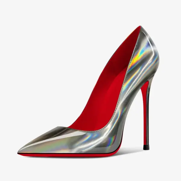 2025 new laser silver 12cm sexy shallow mouth super high heels for women, thin heels, red pointed professional single shoes - AliExpress 322 - Image 2