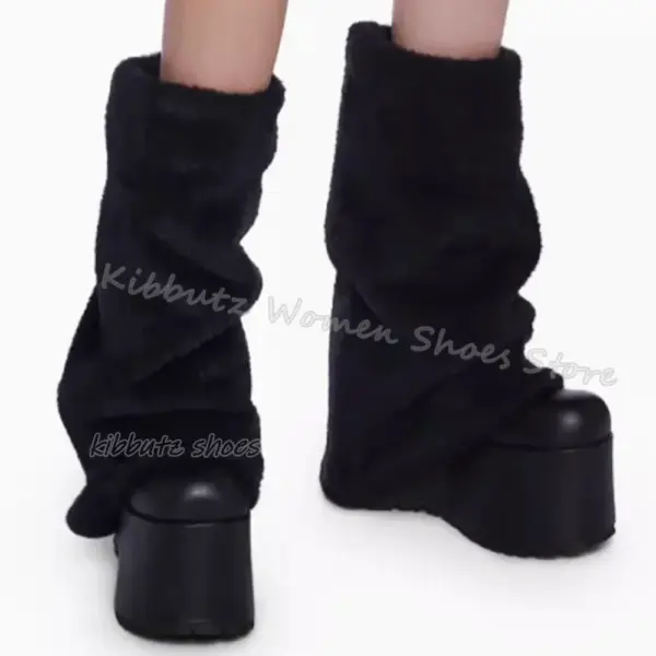 Furry Platform Ankle Boots - Image 4