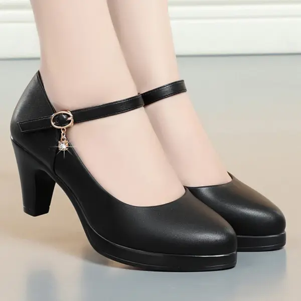 6.5cm Breathable Fashion Soft Leather Silver Red Wedding Shoes Woman Med Block Heels 2025 Platform Pumps Women for Office Mom - AliExpress 322 - Image 3