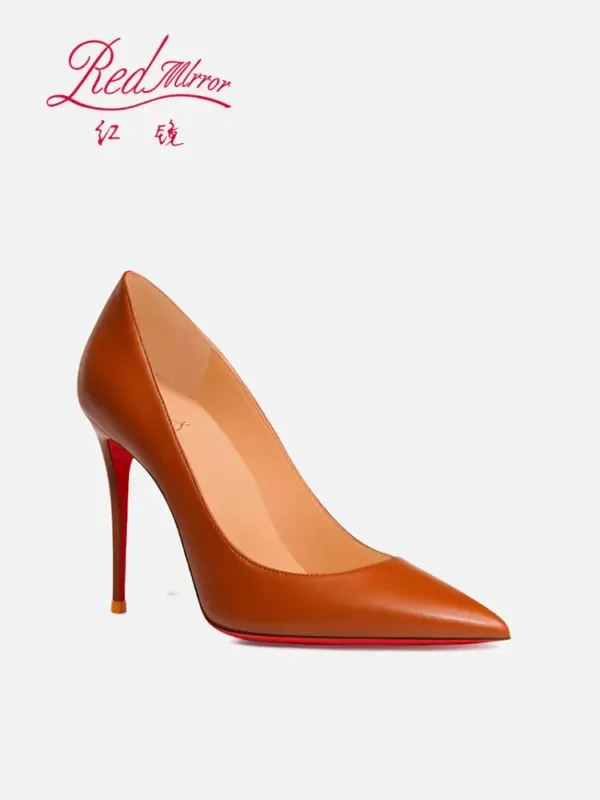2025 New Red soled High Heels Handmade Women's Shoes Brown Soft Genuine Leather Shallow Mouth Pointed Fine Custom Shoes - AliExpress 322 - Image 5