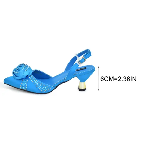 Hot Selling New Fashionable Teal Blue Pointed Toe Shoes Matching Bag Set for Offices Ladies Party in Dress Wedding Shoes Bride - AliExpress - Image 3