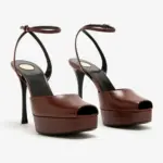 Platform Peep Toe Satin Pumps