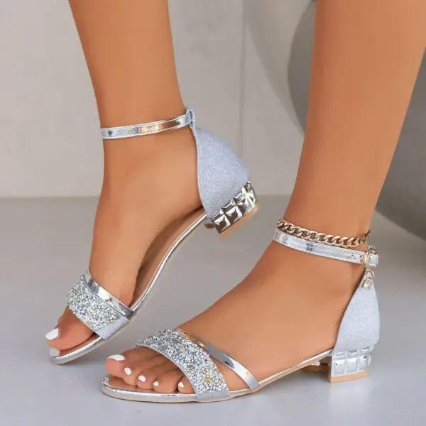 Women Open Toe Summer Light Fashion Women's Shoe 2025 New Fashion Women's Sandals Gold and Silver Low Heel Casual Shoes - AliExpress 322 - Image 2