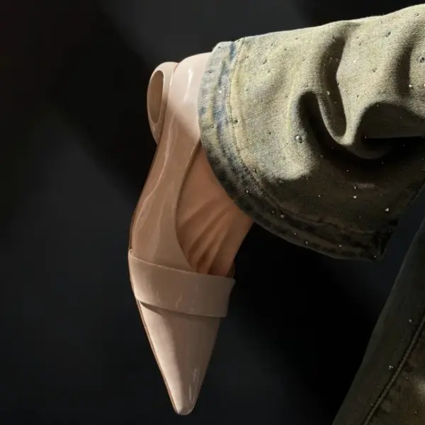 New British Fashion Shaped Heel Patent Leather Red Shoes Women High Heels Wedding Party Pointed Toe Shallow Mout Leather Shoes - AliExpress 322 - Image 5