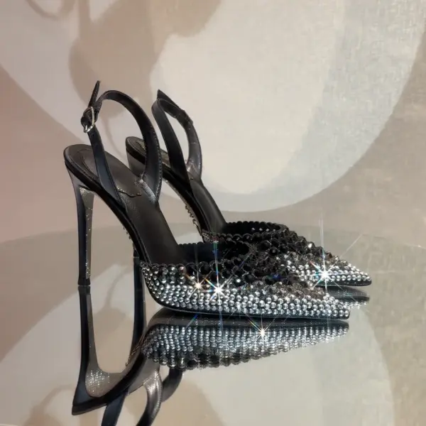 Luxury Rhinestones Gradient Slingbacks Women Pumps Fashion Bling Crystal Banquet Stiletto High Heels Fashion Party Prom Shoes - AliExpress - Image 3