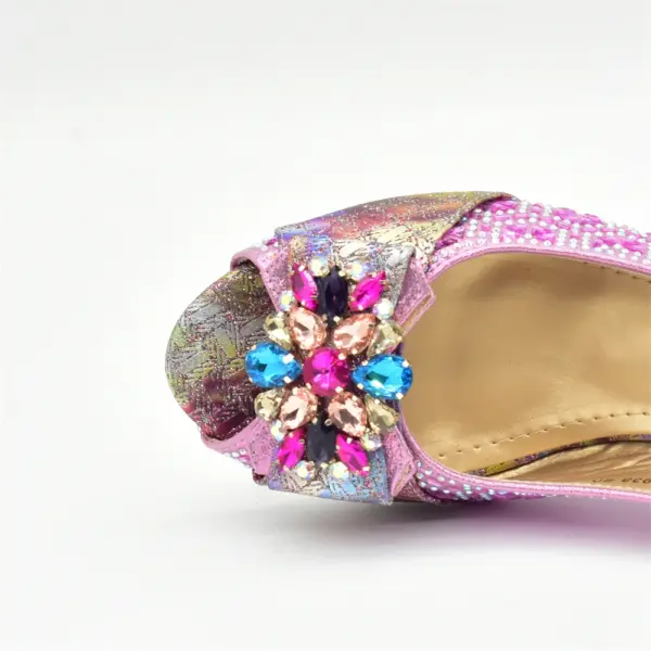 Latest Pink Shoe and Bag Set Women Italian Decorated with Rhinestone African Women Wedding Shoes Bride Plus Size Women Pumps 43 - AliExpress 322 - Image 6