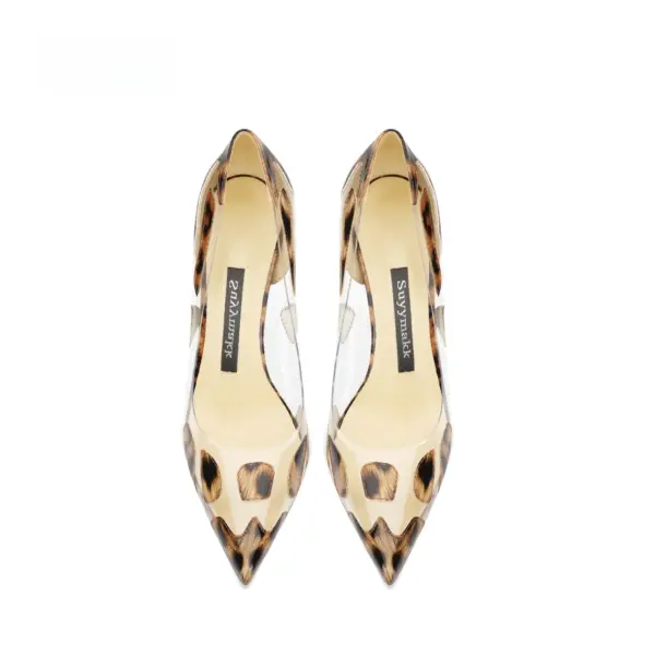 Spring and Autumn New Transparent Brown Leopard Pattern Pointed Fine Heel Fashion High Heels - AliExpress 322 - Image 4
