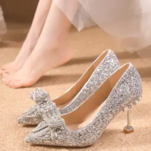 Women's Rhinestone Wedding Shoes Year Shoes Luxury Buckle Decorative Banquet Women's Shoes High Heels Gold Silver Red  Heels - AliExpress 322
