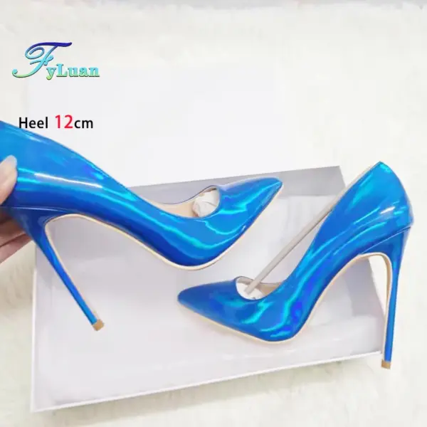 Pink 10CM 12CM High Heels Women Laser Holographic Party Dress Shoes Magical Colour Fashion Pointed Elegant Ladies Pumps Size 45 - AliExpress - Image 3