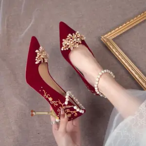 Women Red High Heel Shoes Elegant Fashion Designer Pointed Tip Fine High Heels Women Water Diamond Banquet Wedding Shoes Tacones - AliExpress 322