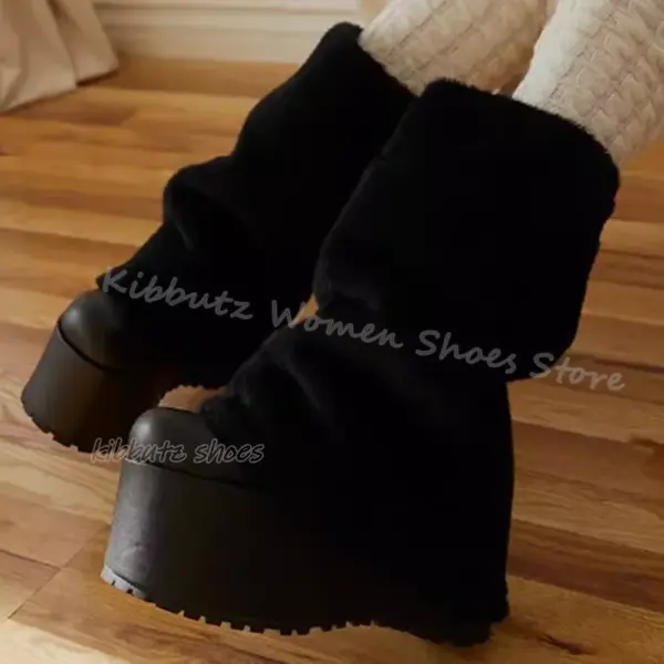 Furry Platform Ankle Boots - Image 2