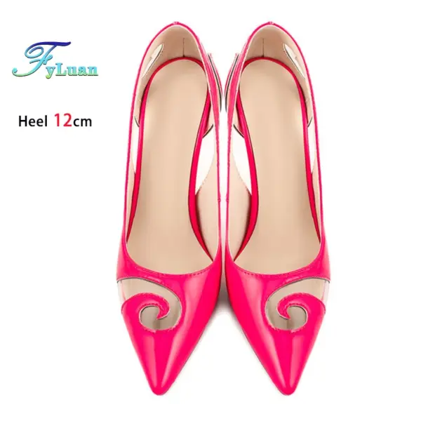 2025 New Sexy Hollow High Heels For Women 12CM Summer Pointed Fashion Single Shoes Party Club Ladies Rose Red Pumps Size 35-47 - AliExpress 322 - Image 6