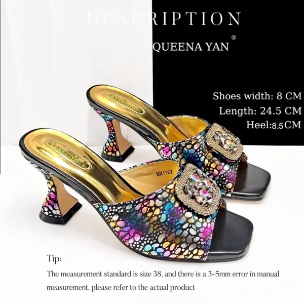 Queena Yan 2025 Latest Fashion Women’s Black Pointed Toe Sandals With Matching Handbag Set -Perfect for Weddings and Parties - AliExpress 322 - Image 5