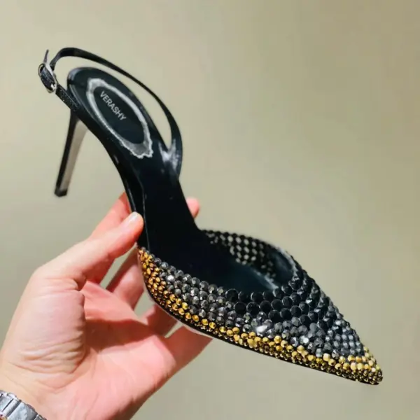 Luxury Rhinestones Gradient Slingbacks Women Pumps Fashion Bling Crystal Banquet Stiletto High Heels Fashion Party Prom Shoes - AliExpress - Image 2
