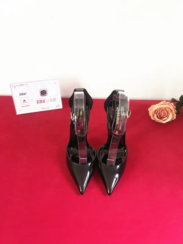 Customized 12cm Ultra High Heels Black Lacquer Classic Thin Heel Bottom Shallow Mouth Fun Women's High Heel Sandals - AliExpress - Image 5