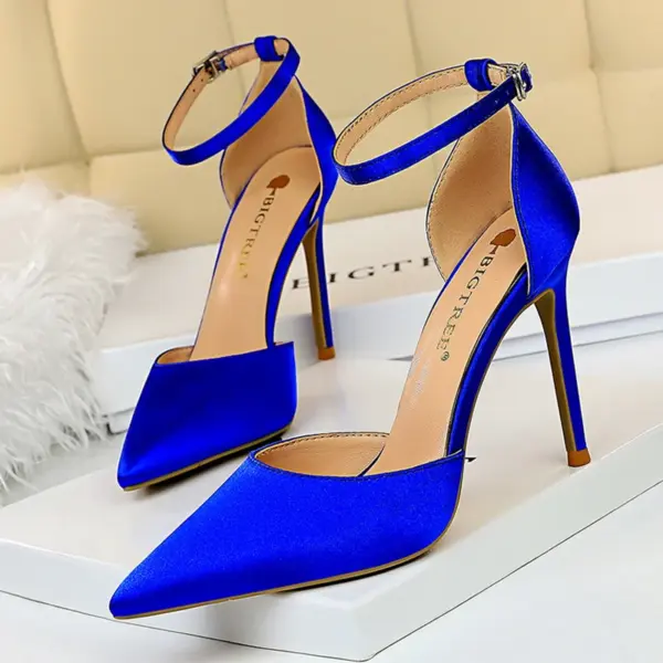 BIGTREE Shoes Satin With Shallow Pointed Women Pumps Buckle High Heels Female Shoes Stiletto Heels Sandals Sexy Party Shoes - AliExpress - Image 3
