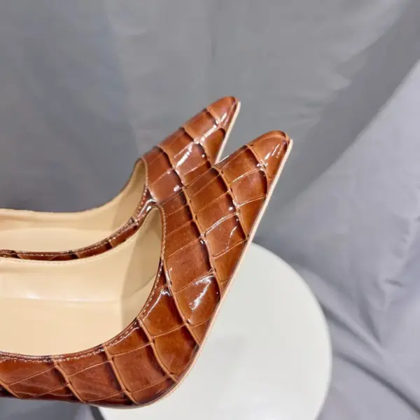 Tikicup Brown Crocodile Effect Women Sexy Pointy Toe High Heel Shoes Plus Size 33-46 Slip On Stiletto Pumps for Evening Dress - AliExpress 322 - Image 6