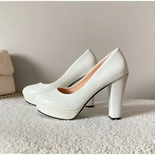 New High Heels Shoes Women White Wedding Shoes Thick High Heels Fashion Party Pumps Footwear Black Red Big Size 34-42 - AliExpress 322 - Image 6
