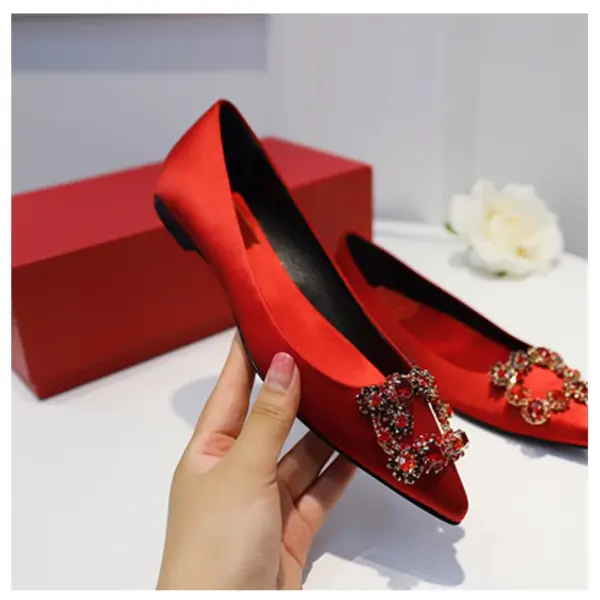 Red banquet dress satin pumps - Image 4
