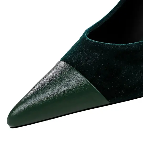 Korean Version Party 10cm 7cm High Heels Women Shoes Thin Heels Velvet Shallow Montage Pointed Toe Metal One-line Buckle Pumps - AliExpress 322 - Image 4