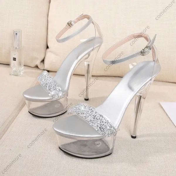 Women Black Pole Dance Sandals - Image 3