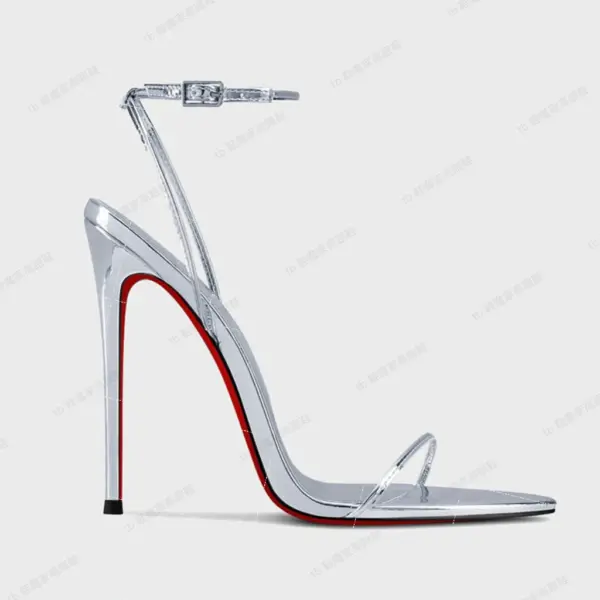 Silver 13cm thin heel pointed red sole high heels 2025 new sexy one-word buckle fashion sandals single shoes - AliExpress 322 - Image 3