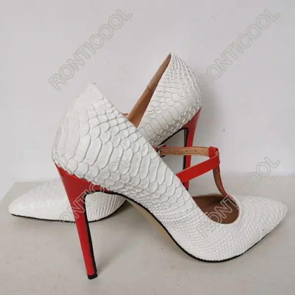 Ronticool Handmade Women T-Strap Pumps Fish Scale Sexy Stiletto Heel Pointed Toe Red Green White Party Shoes US Plus Size 5-15 - AliExpress 322 - Image 5