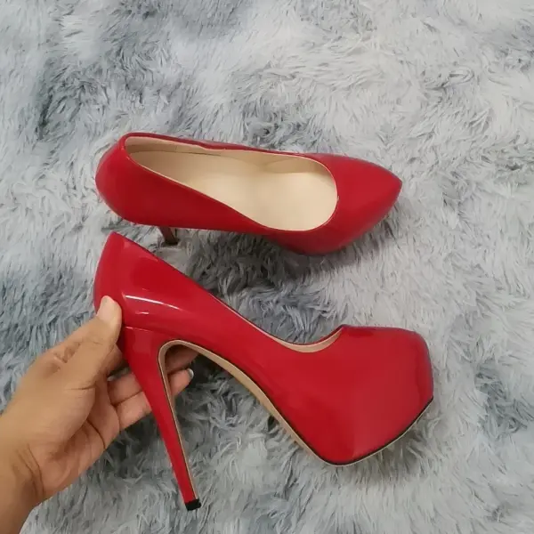 Women High Heels Pumps 14cm Round Toe Stilettos Talon Femme Sexy Ladies Red Wedding Shoes Black Platform Heels Big Size - AliExpress 322