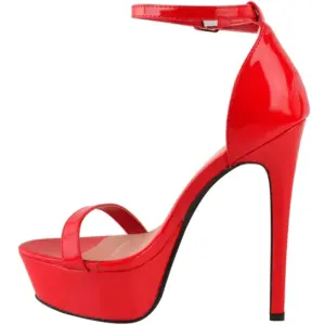 Women Sandals Sexy Open Toes 14cm Supper High Heels Ankle Strap Sandal Patent Leather Nighclub Platform Party Red Wedding Shoes - AliExpress 322