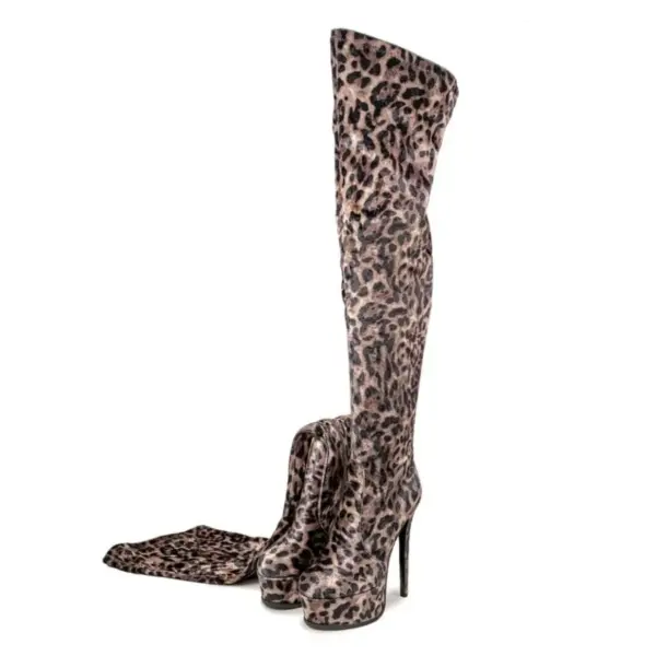 Fashionable and Sexy Thick Soledhigh-heeledpatent Leather Round Toezipper Bootsfor Women'sparty Role-playing Over The Knee Boots - AliExpress 322 - Image 3