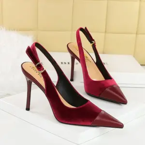 BIGTREE Velvet Mixed Colors High Heels Slingback Women's Lady Pumps Stiletto 7/9.5cm Prom Casual High-Heeled sandals Green Black - AliExpress 322
