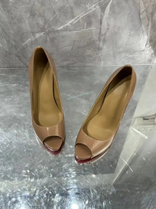 Woman New Style Leather Single Pumps Stiletto Heel Peep Toe 10Cm 12Cm Thin High Heel Female Slip On Summer Brown Sandals Shoes - AliExpress 322 - Image 2