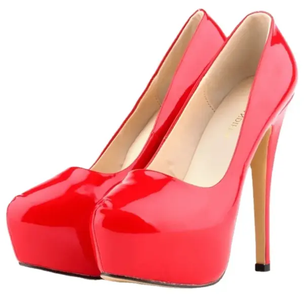 Women High Heels Pumps 14cm Round Toe Stilettos Talon Femme Sexy Ladies Red Wedding Shoes Black Platform Heels Big Size - AliExpress 322 - Image 2