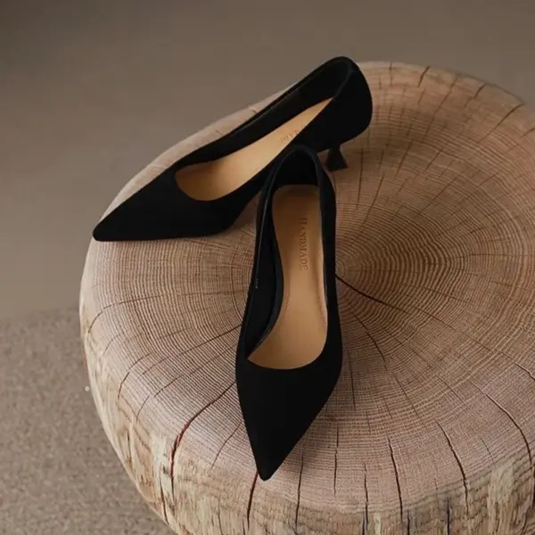 Women Low Price Soft Leather 5cm Thin Heels Pumps Brown Black Elegant OL Office Pointy Toe Slip-On Null Comfortable Shoes 43-34 - AliExpress 322 - Image 5