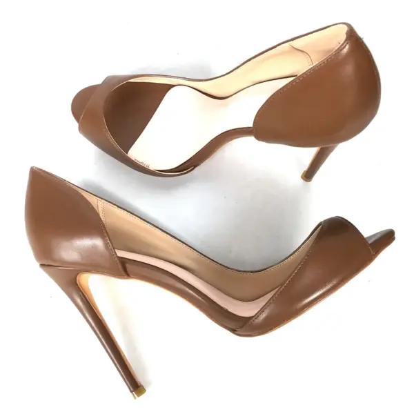 Elegant Women's Shoes High Heels Peep Toe Pumps Brown Stilettos Party Evening Outfit Ladies Footwear Low Cut Customized Shoes - AliExpress 322 - Image 5