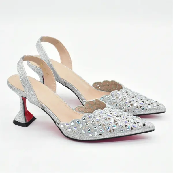 Silver Color Shoes and Bag for Party Wedding Luxery Women Shoe and Bag Set for Nigeria Party Italy Elegant Woman Heeled Pumps - AliExpress 322 - Image 5
