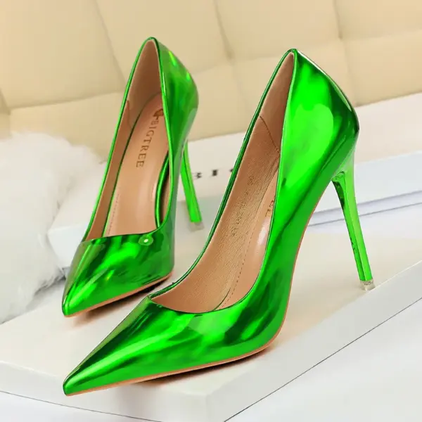 Women High Heels Blue Green Valentine Pumps Luxury Glossy Stiletto Wedding Bridal Nightclub Fashion Simple Solid Color 1829-2 - AliExpress - Image 6