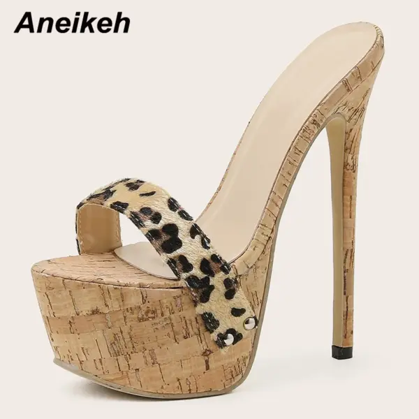 Aneikeh Sexy Leopard Platform Sandals High Heels 2025 Summer Slippers Mules Ladies Fashion Peep Toe Slip On Club Shoes Sliders - AliExpress 322