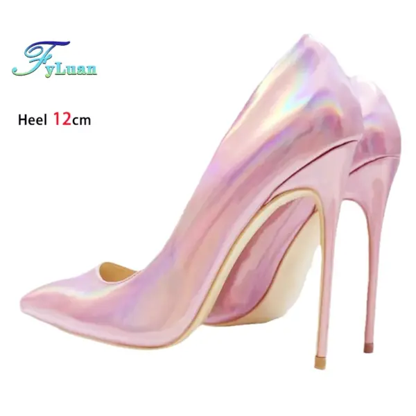 Pink 10CM 12CM High Heels Women Laser Holographic Party Dress Shoes Magical Colour Fashion Pointed Elegant Ladies Pumps Size 45 - AliExpress - Image 6