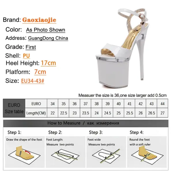 17cm Summer Sexy High Heels Platform Sandals For Women Fashion Open Toe Crystal Buckle Stiletto Wedding Stripper Red Shoes - AliExpress 322 - Image 4