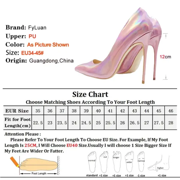 Pink 10CM 12CM High Heels Women Laser Holographic Party Dress Shoes Magical Colour Fashion Pointed Elegant Ladies Pumps Size 45 - AliExpress - Image 4