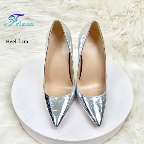 Europe and America Silver High Heels Luxury Banquet Shoes Fashion Snake Pattern Women Single Shoes 8cm 10cm 12cm Stiletto Pumps - AliExpress 322 - Image 6