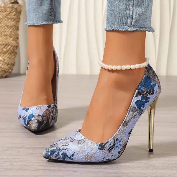 Fashion Show Sexy Shoes 2024 Spring Autumn New Embroidery Women's High Heel Pumps Stiletto Pointed Toe Large Size High Heels - AliExpress 322 - Image 2