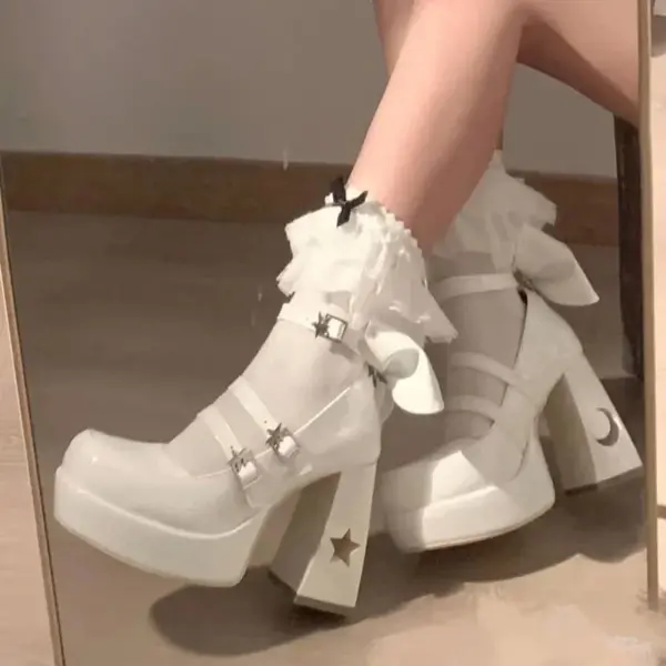 Women Shoes High Heels Pumps Women 2024 Spring Punk Thick Heel Mary Jane Lolita Shoes Woman Patent Leather Cosplay Shoes - AliExpress - Image 4
