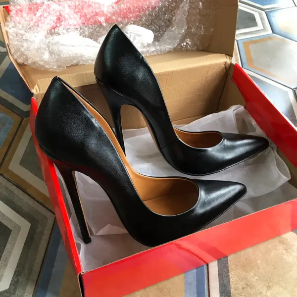 Tikicup Plus Size 40-48 Solid Black 15cm Extremely High Heel Pointy Toe Stiletto Pumps Slip On Crossdress Gragon Queen Shoes - AliExpress - Image 3