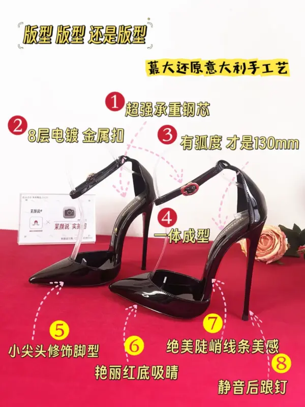 Customized 12cm Ultra High Heels Black Lacquer Classic Thin Heel Bottom Shallow Mouth Fun Women's High Heel Sandals - AliExpress - Image 4